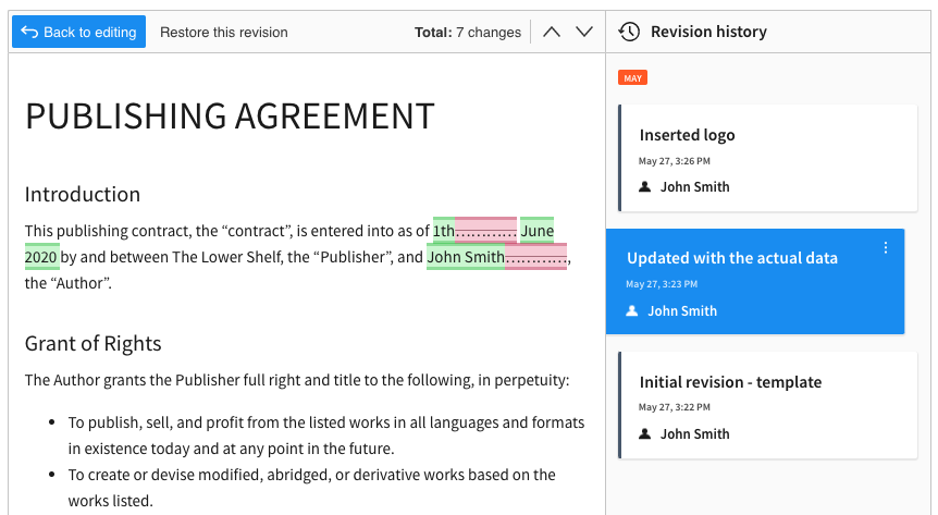 CKEditor 5 document versioning feature.