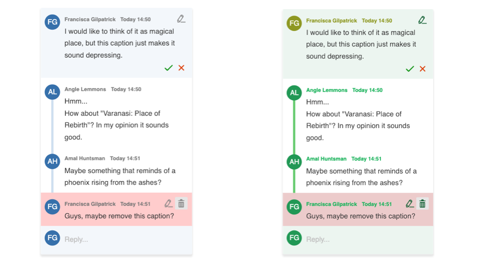 Custom CSS variables in comments added to the document created in CKEditor 5 WYSIWYG editor.